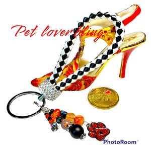 🌟❤️Keychain purse DOG PAW bling Harley Quinn theme/pet